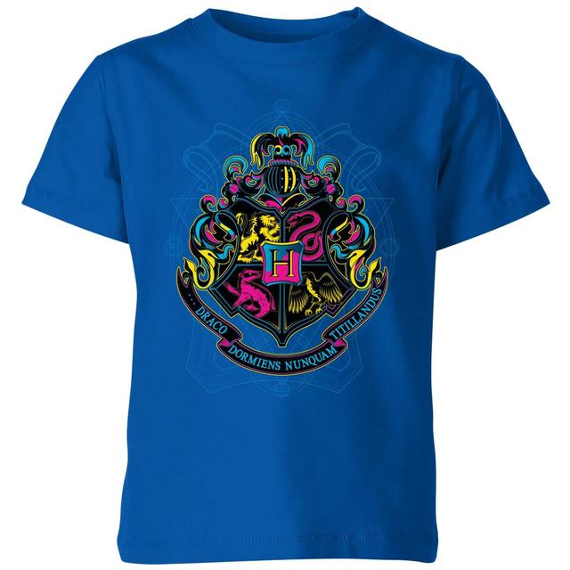 Harry Potter Hogwarts Neon Crest Kids' T-Shirt - Blue - 3-4 Jahre - Blue on Productcaster.