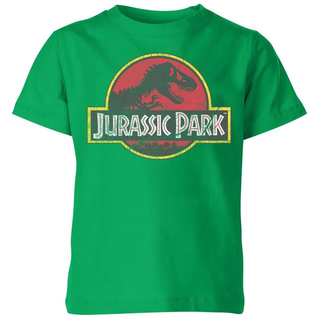 Jurassic Park Logo Vintage Kids' T-Shirt - Green - 5-6 Jahre - Grün on Productcaster.