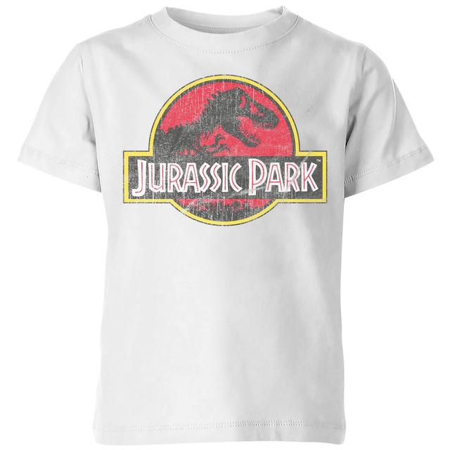 Jurassic Park Logo Vintage Kids' T-Shirt - White - 9-10 ans - Blanc on Productcaster.