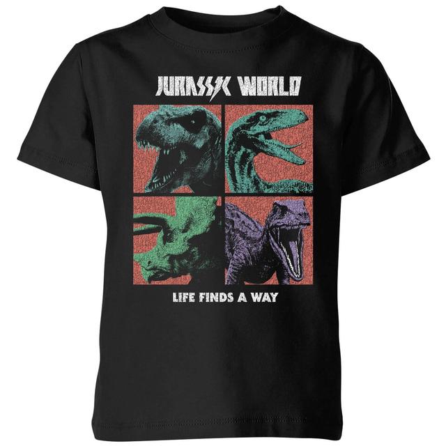 Jurassic Park World Four Colour Faces Kids' T-Shirt - Black - 5-6 Jahre - Schwarz on Productcaster.