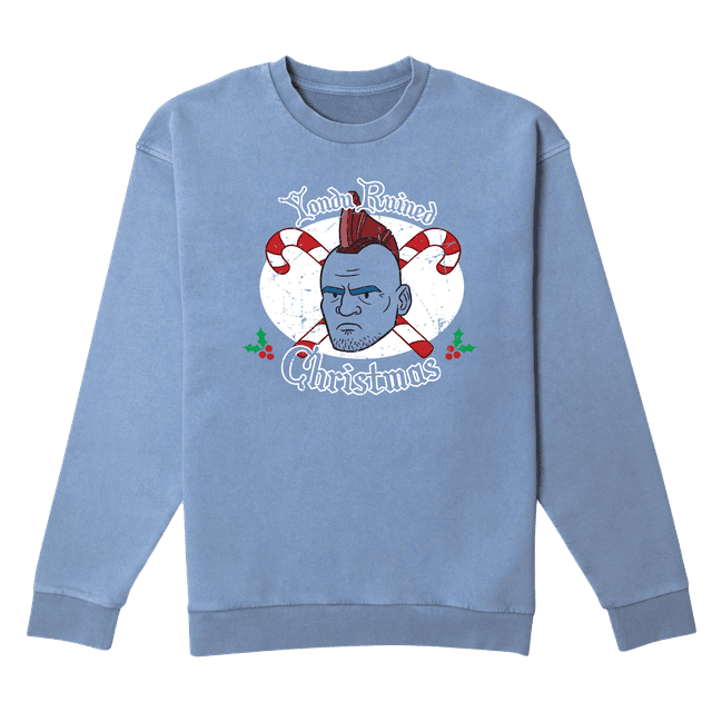 Marvel Yondu Ruined Christmas Christmas Jumper - Denim Blue Acid Wash - XL - Denim Blue Acid Wash on Productcaster.