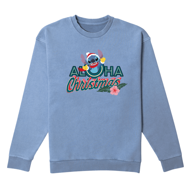 Disney Aloha Christmas Weihnachtspullover - Denim Blau Acid Wash - XL - Denim Blue Acid Wash on Productcaster.