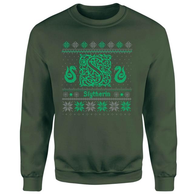 Harry Potter Slytherin Christmas Christmas Jumper - Green - M on Productcaster.