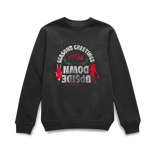 Stranger Things Seasons Greeting From Upside Down Christmas Jumper - Black - M on Productcaster.