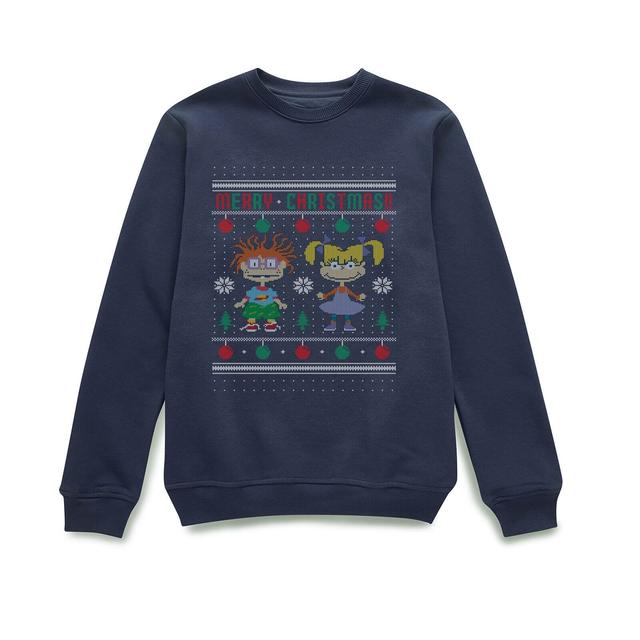 Rugrats Chuckie And Angelica - Merry Christmas Christmas Jumper - Navy - 5XL on Productcaster.