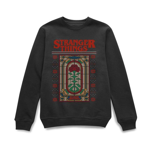 Stranger Things Creel House Window Christmas Jumper - Black - S on Productcaster.