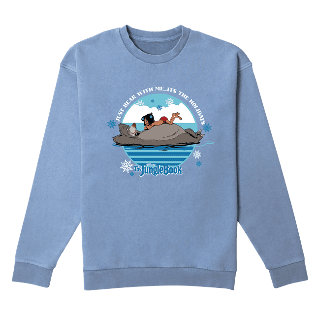 Disney Just Bear With Me Christmas Jumper - Denim Blue Acid Wash - M on Productcaster.