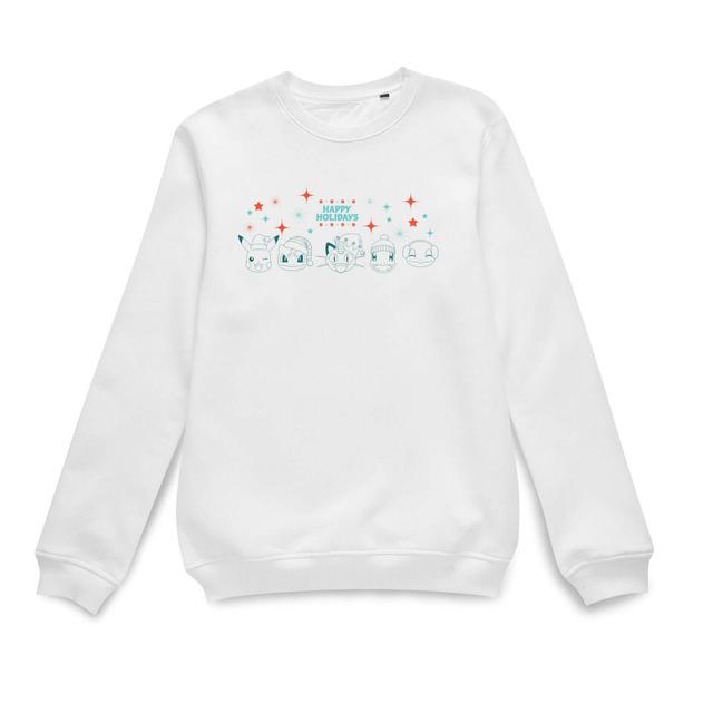 Pokemon Happy Holidays Outlines Christmas Jumper - White - XL - White on Productcaster.