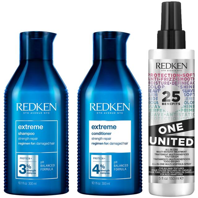 Redken Extreme Shampoo, Conditioner and One United Multi-Benefit Leave-in Treatment, Strength Repair Bundle for Damaged Hair on Productcaster.