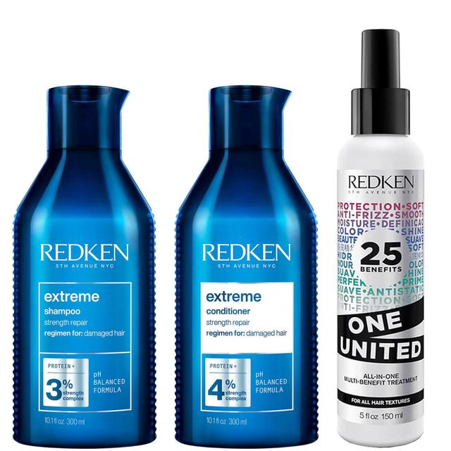 Redken Extreme Shampoo, Conditioner and One United Multi-Benefit Leave-in Treatment, Strength Repair Bundle for Damaged Hair on Productcaster.