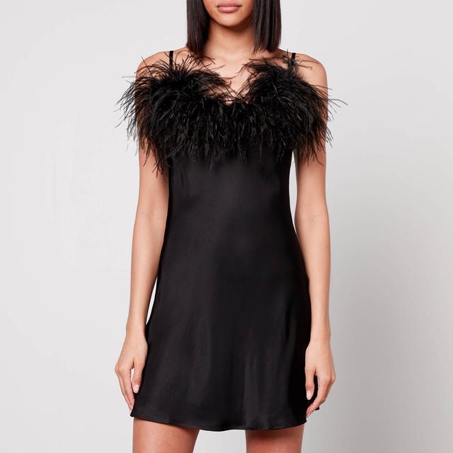 Sleeper Boheme Feather-Trimmed Satin Mini Dress - XS on Productcaster.