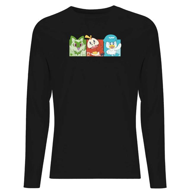 Pokémon 1st Starters Panels Unisex Long Sleeve T-Shirt - Black - L - Black on Productcaster.