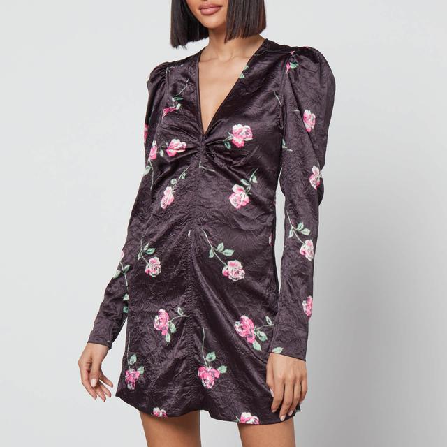 Ganni Floral-Print Crinkled Satin Mini Dress - EU 34/UK 6 on Productcaster.