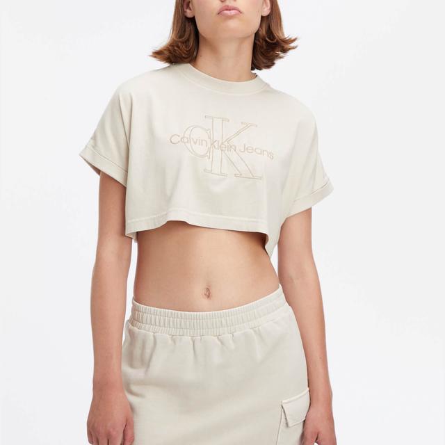 Calvin Klein Jeans Cropped Cotton-Jersey T-Shirt - XL on Productcaster.