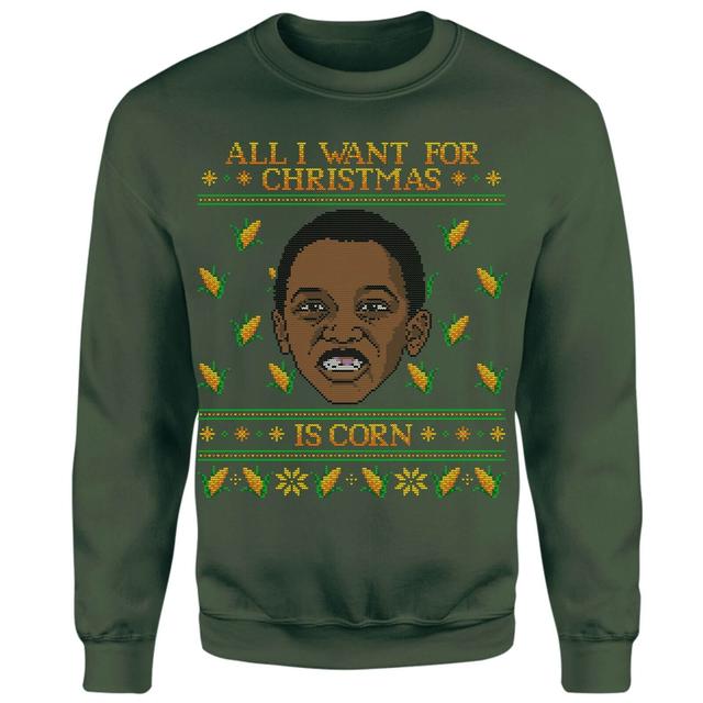 Corn Kid All I Want For Christmas Is Corn Sweatshirt - Green - L - Grün on Productcaster.