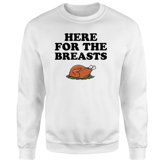 Here For The Breasts Sweatshirt - White - XXL - White on Productcaster.