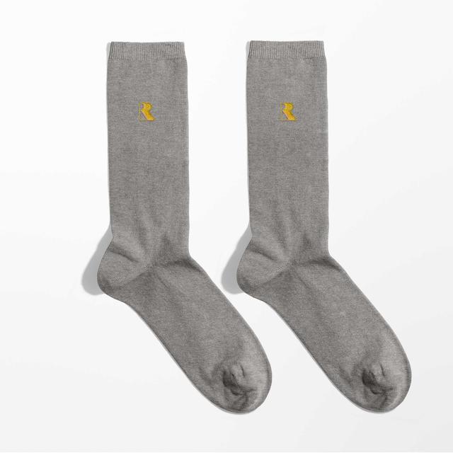 Rare Embroidered Socks - Grey - L - Grey on Productcaster.