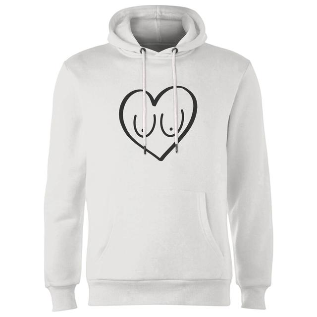 Boob Heart Hoodie - White - L - Weiß on Productcaster.