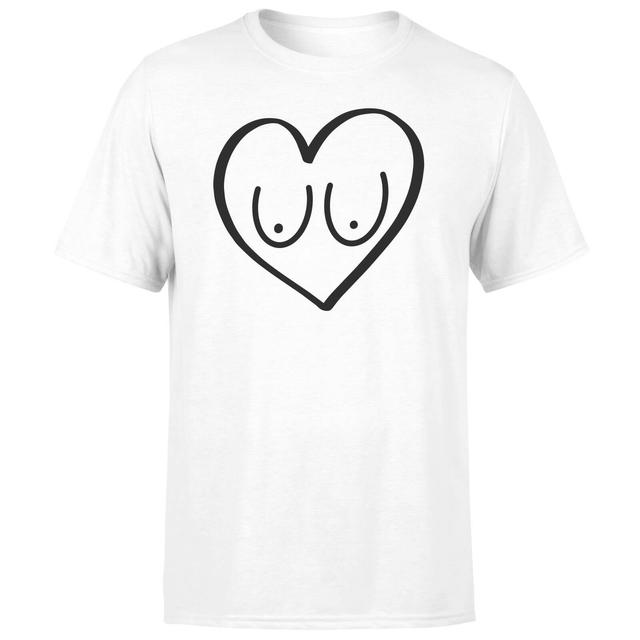 Boob Heart Men's T-Shirt - White - S - Weiß on Productcaster.