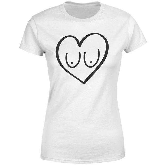 Boob Heart Women's T-Shirt - White - M - White on Productcaster.