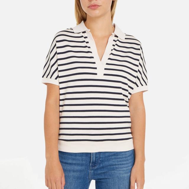 Tommy Hilfiger Striped Lyocell-Blend Polo Top - XS on Productcaster.