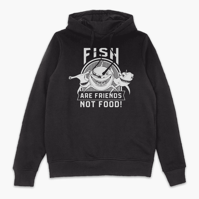 Finding Nemo Fish Are Friends Not Food Hoodie - Black - L - Black on Productcaster.