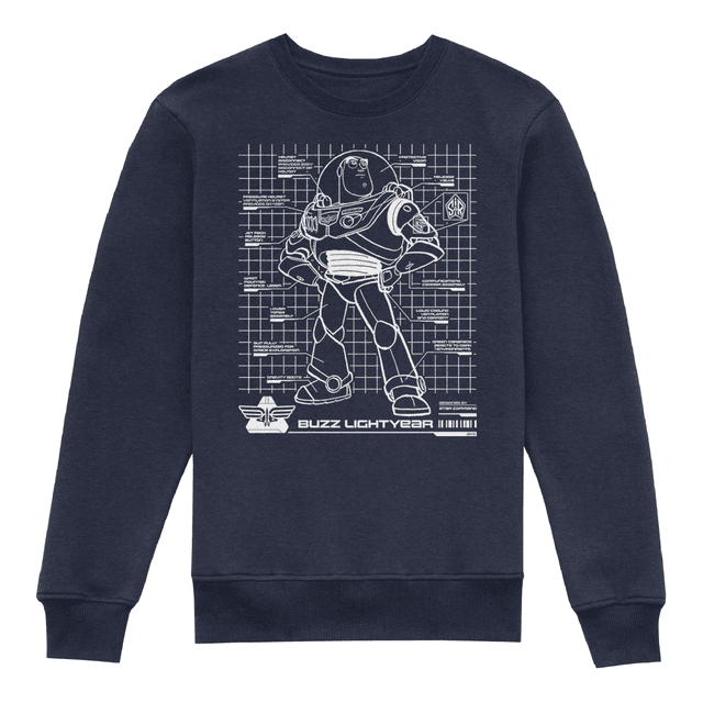 Toy Story Buzz Lightyear Schematic Kids' Sweatshirt - Navy - 7-8 år - Marinblå on Productcaster.