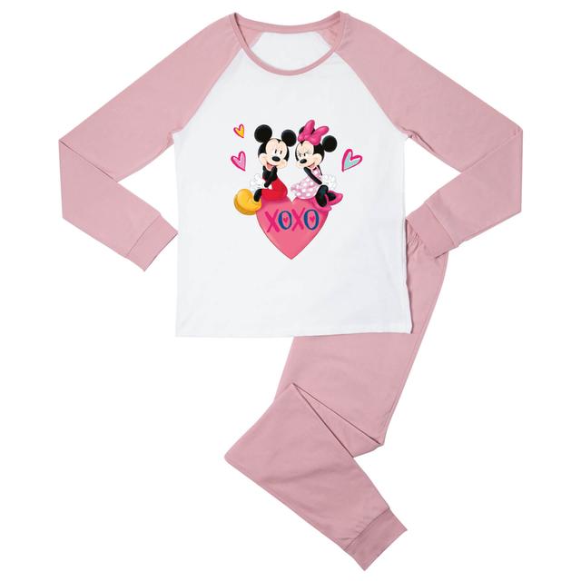 Mickey Mouse XOXO Women's Pyjama Set - Pink White - XL - Pink White on Productcaster.