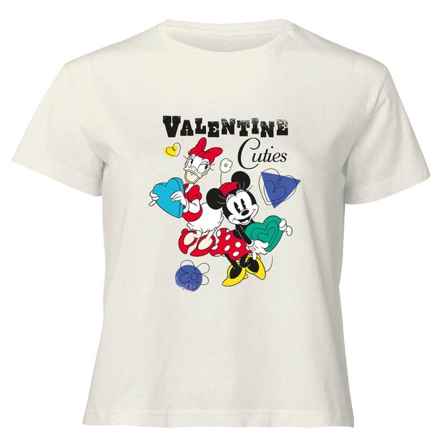 Mickey Mouse Valentine Cuties Women's Cropped T-Shirt - Cream - L - Cream on Productcaster.