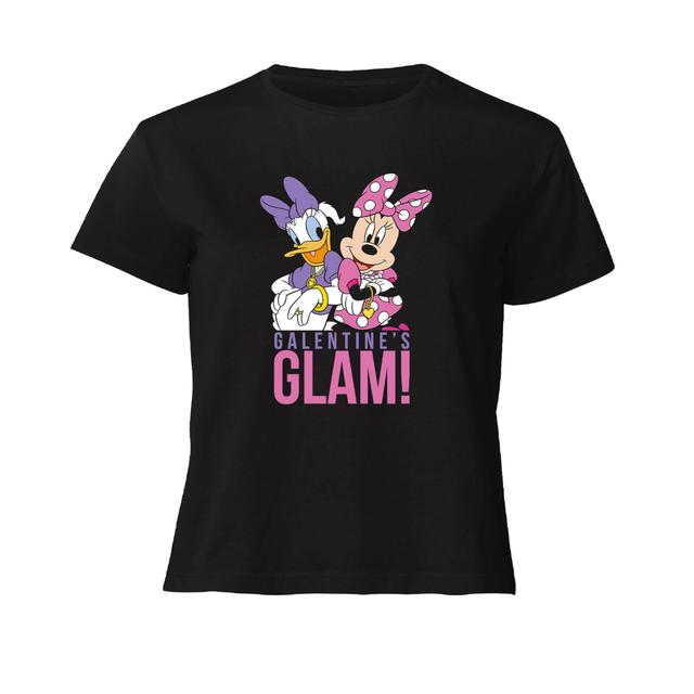 Mickey Mouse Galentines Glam Women's Cropped T-Shirt - Black - XS - Black on Productcaster.