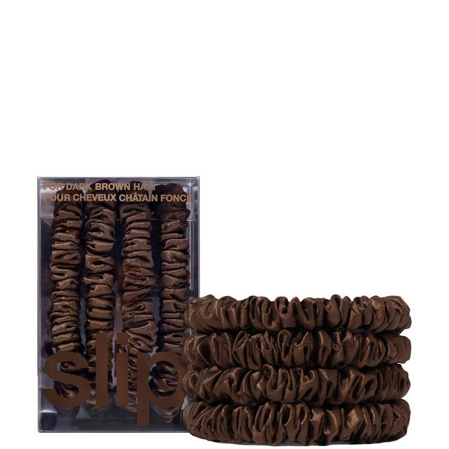 Slip Pure Silk Skinny Scrunchies (Various Colours) - Dark Brown on Productcaster.