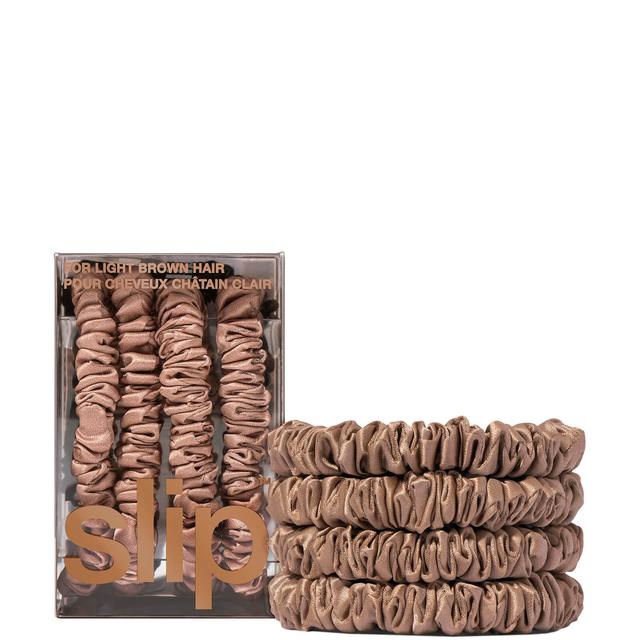 Slip Pure Silk Skinny Scrunchies (Various Colours) - Light brown on Productcaster.