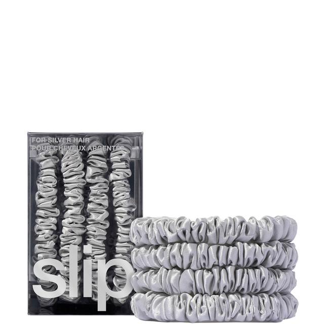 Slip Pure Silk Skinny Scrunchies (Various Colours) - Silver on Productcaster.