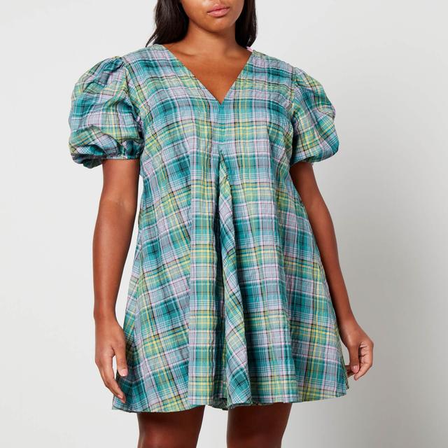 Ganni Checked Cotton-Blend-Seersucker Mini Dress - EU 42/UK 14 on Productcaster.