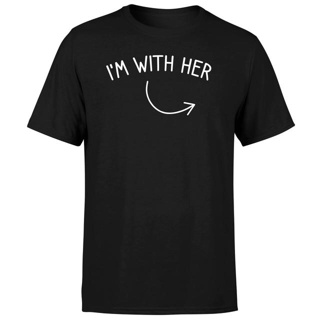 Couples I'm With Her Left Pointer Men's T-Shirt - Black - XXL - Black on Productcaster.