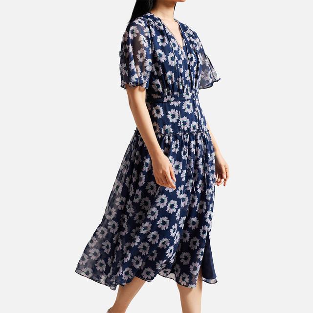 Ted Baker Marllee Floral Print Chiffon Midi Dress - UK 8 on Productcaster.