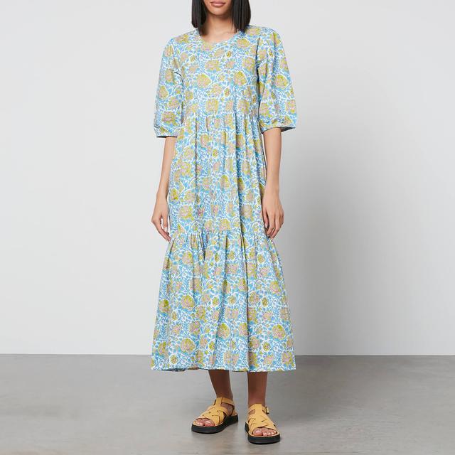 SZ Blockprints Gaia Floral-Print Cotton Midi Dress - S on Productcaster.