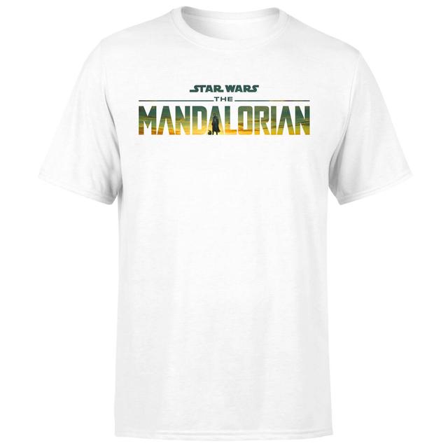 Star Wars The Mandalorian Sunset Logo Men's T-Shirt - White - XXL on Productcaster.