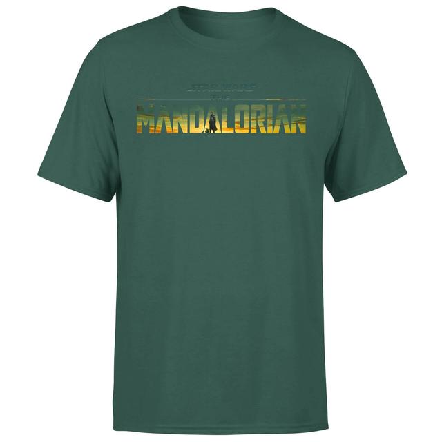 Star Wars The Mandalorian Sunset Logo Men's T-Shirt - Green - M on Productcaster.