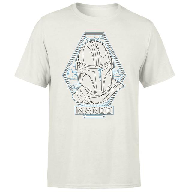 Star Wars The Mandalorian Mando Line Art Badge Men's T-Shirt - Cream - M on Productcaster.