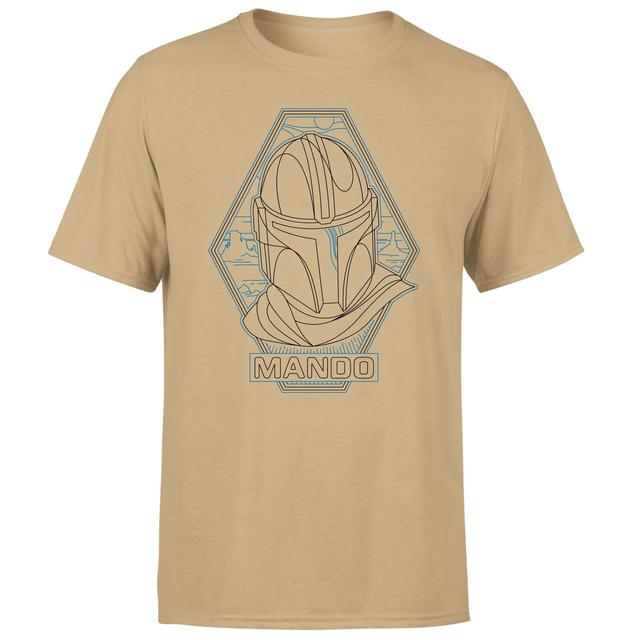 Star Wars The Mandalorian Mando Line Art Badge Men's T-Shirt - Tan - M on Productcaster.