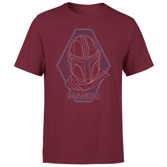 Star Wars The Mandalorian Mando Line Art Badge Men's T-Shirt - Burgundy - XXL on Productcaster.