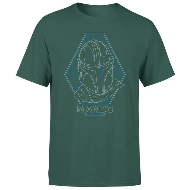 Star Wars The Mandalorian Mando Line Art Badge Men's T-Shirt - Green - XL on Productcaster.