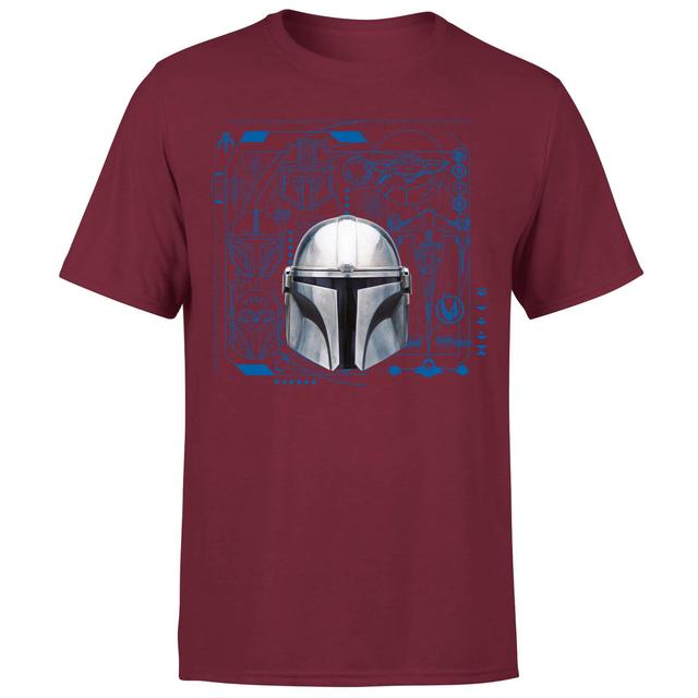 Star Wars The Mandalorian Schematics Men's T-Shirt - Burgundy - XXL on Productcaster.