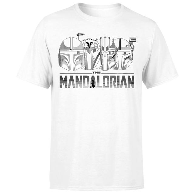 Star Wars The Mandalorian Helmets Line Art - Light Base Men's T-Shirt - White - XXL on Productcaster.