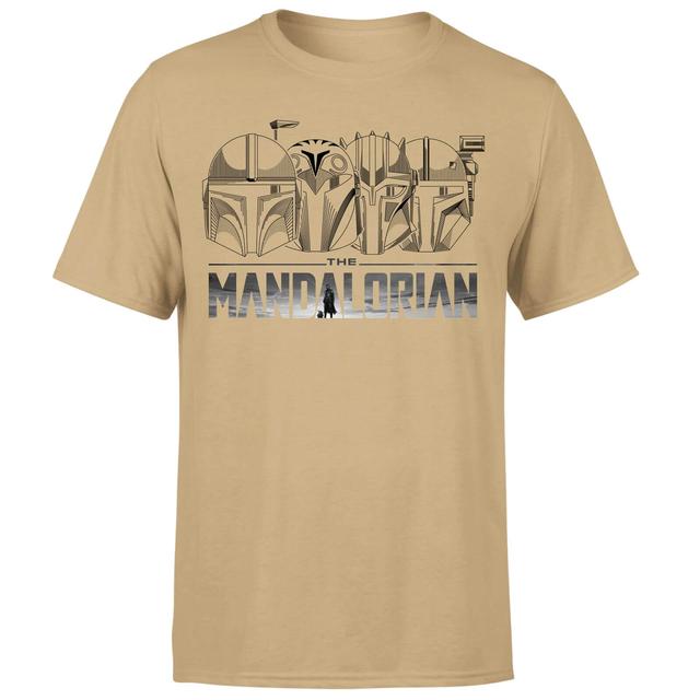 Star Wars The Mandalorian Helmets Line Art - Light Base Men's T-Shirt - Tan - XXL on Productcaster.