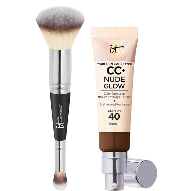 IT Cosmetics CC+ Nude Glow and #7 Foundation Brush 32ml (Various Shades) - Neutral Deep on Productcaster.