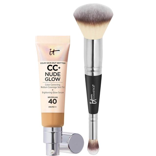 IT Cosmetics CC+ Nude Glow and #7 Foundation Brush 32ml (Various Shades) - Tan Warm on Productcaster.