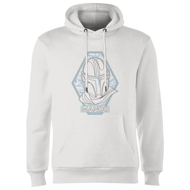 Star Wars The Mandalorian Mando Line Art Badge Hoodie - White - M on Productcaster.