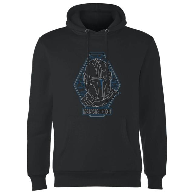 Star Wars The Mandalorian Mando Line Art Badge Hoodie - Black - S on Productcaster.